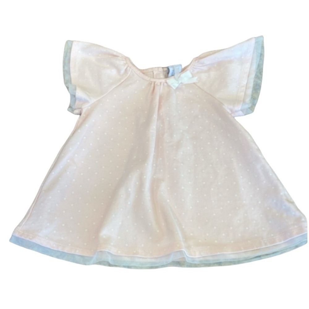 TAHARI Adorable Pink and White Polka Dot Dress with Bow. Size 3T. Short sleeve.